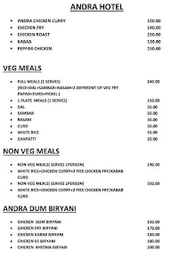 Andhra Hotel menu 1