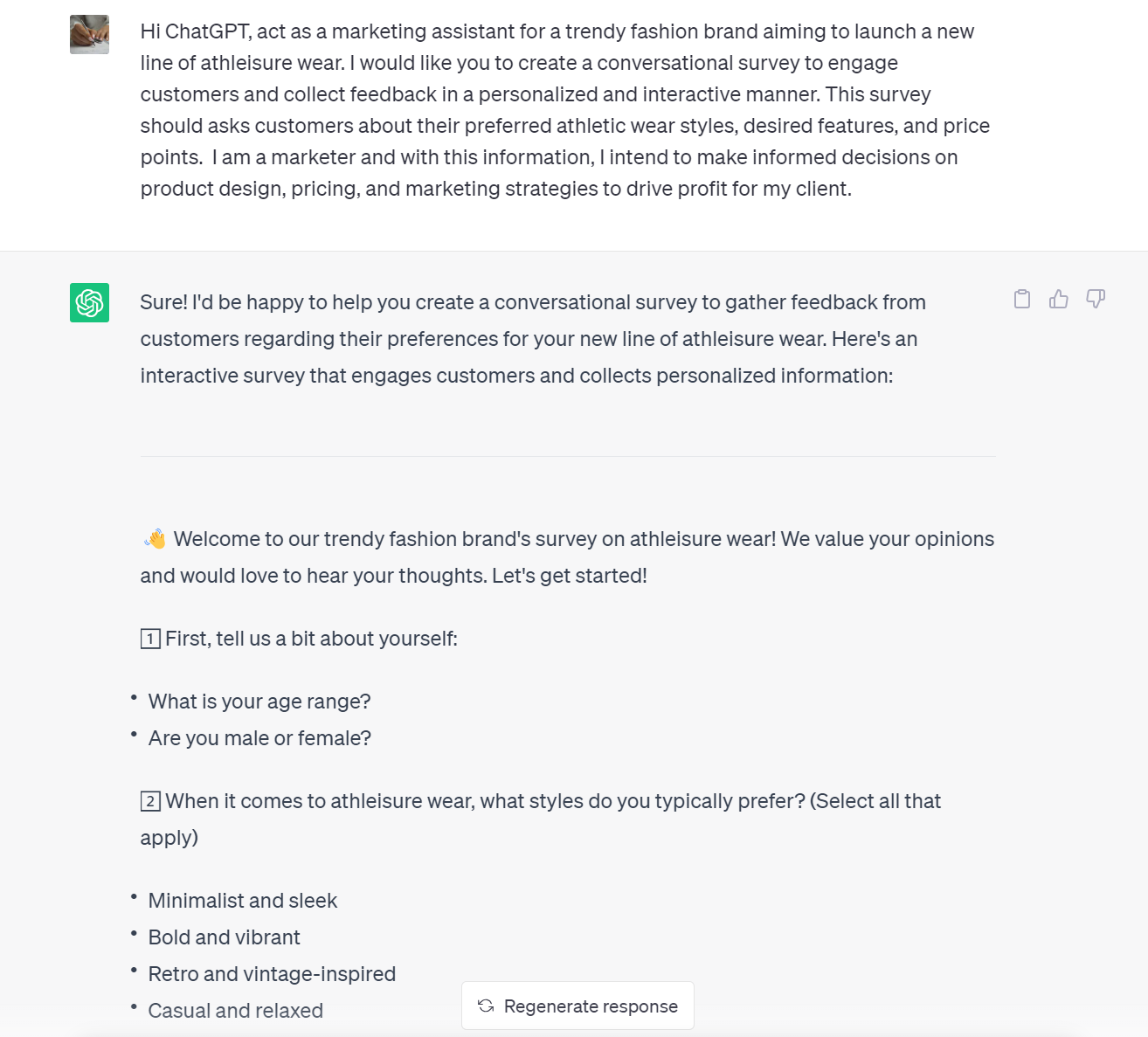 ChatGPT Result For Conversational Survey