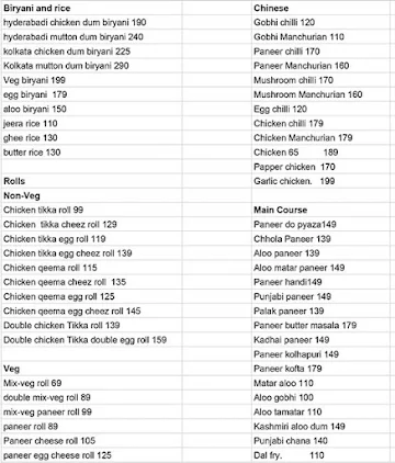 Biryani Plaza menu 