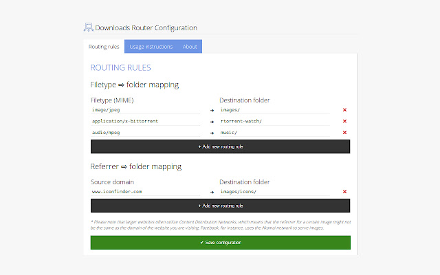 Downloads Router chrome extension