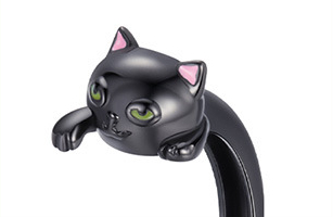 Title 3, Electroplated Creative Black Cat Open Ring for ...