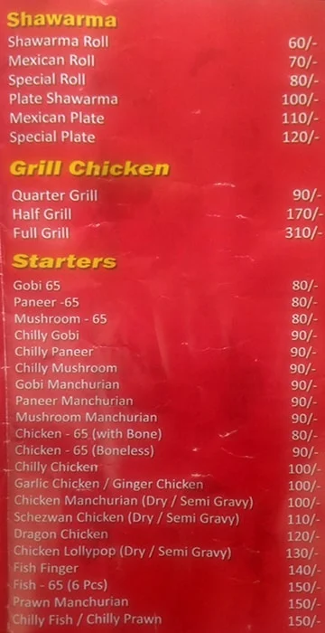 Food Express menu 