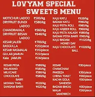 Lovyam Sweets menu 1