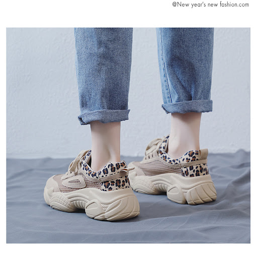 Title 5, Leopard Print Mesh Breathable Casual Platform S...