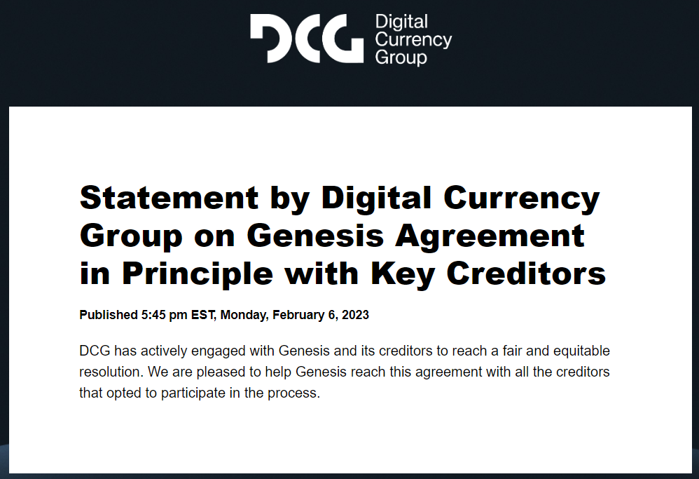 DCG and Genesis have reached a just and fair resolution