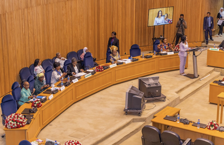 First ladies and other dignitaries during the 27th Ordinary General Assembly of the Organization of African First Ladies for Development (OAFLAD) in Addis Ababa on February 19.