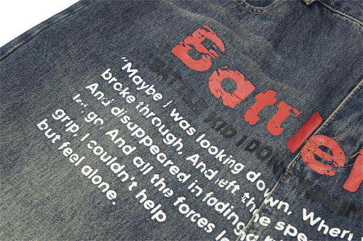 Title 31, European and American Letter Print Loose Denim ...