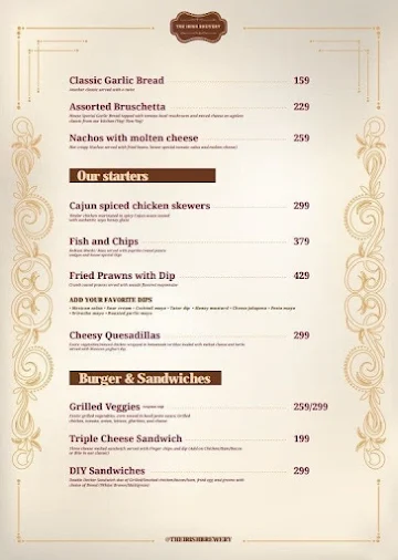 The Irish Brewery menu 