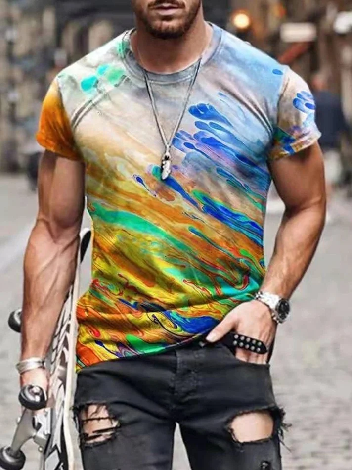 Trendy Abstract Painting Print Short-Sleeved T-Shirt