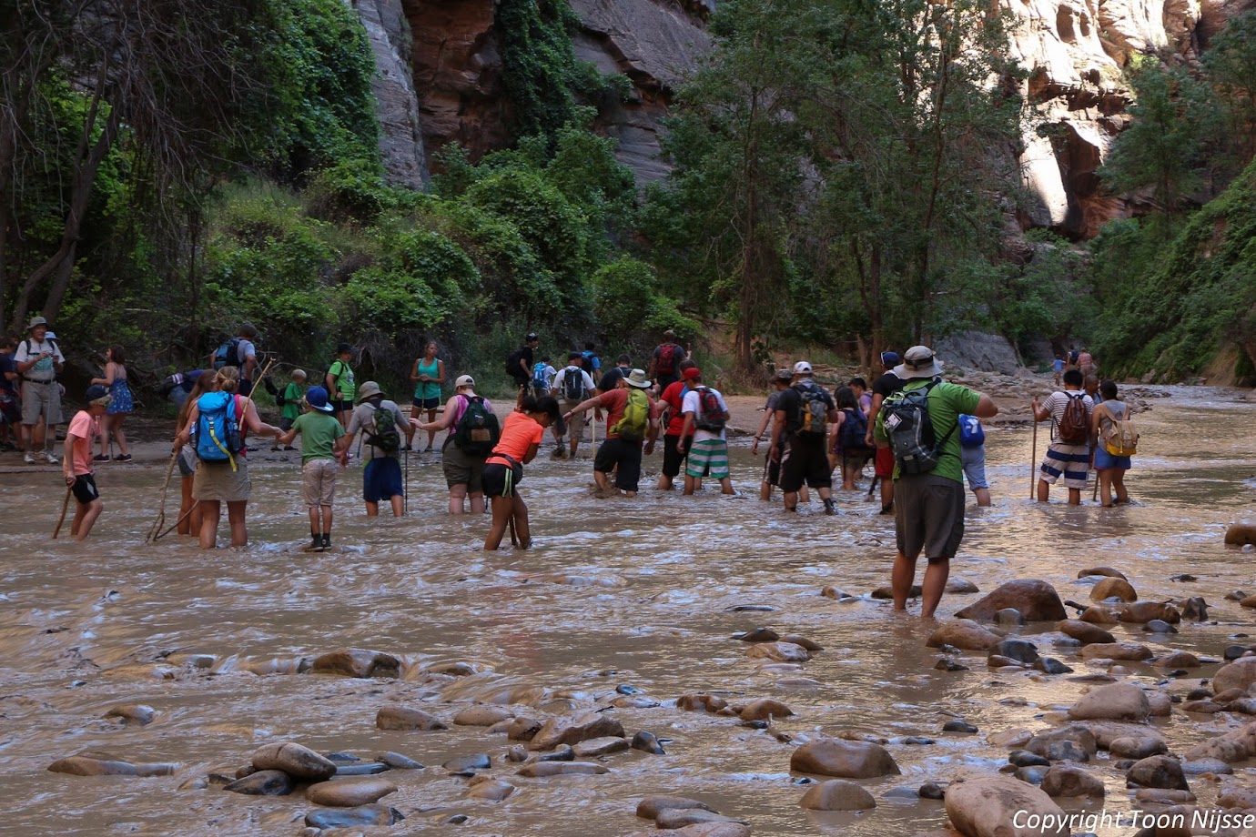 Zion National Park, de oversteekplaats om bij Narrows te komen