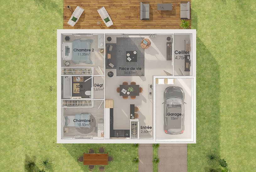  Vente Terrain + Maison - Terrain : 400m² - Maison : 71m² à Angles (85750) 