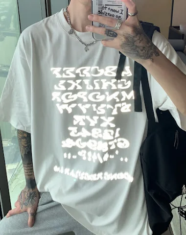 Summer Korean Spoof Letters Male Le - 1