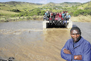 Most of Ntafulu Bridge, which connects 13 villages to the R61 road between Port St Johns and Lusikisiki, was washed away by floods. Sanele Swelindawo could not cross to get to work while children on the other side could not get to school