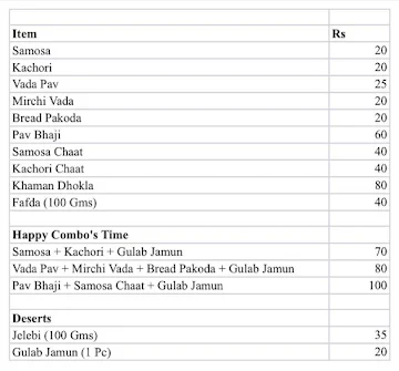 Rajasthani Chaat House menu 