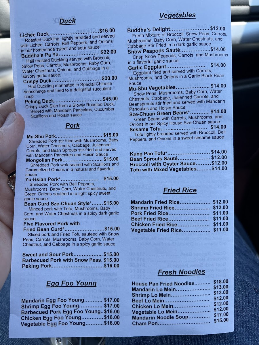 Mandarin Wok gluten-free menu