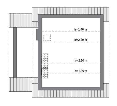 Miarodajny - wariant XII - C333m - Rzut poddasza do indywidualnej adaptacji (32,0 m2 powierzchni użytkowej)