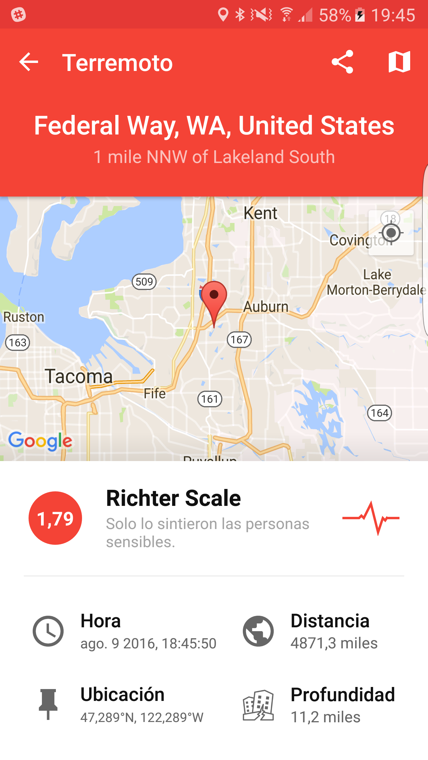 Android application My Earthquake Alerts Pro screenshort