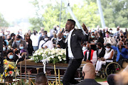 Canaan Nyathi performing during the funeral service of Patrick Shai  at the Soweto Theatre in Johannesburg. 