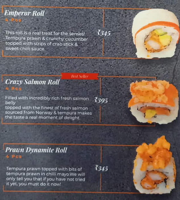 Sushiya Express menu 