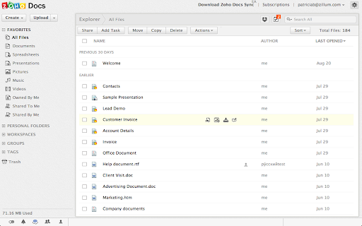 Zoho Docs Preview 1