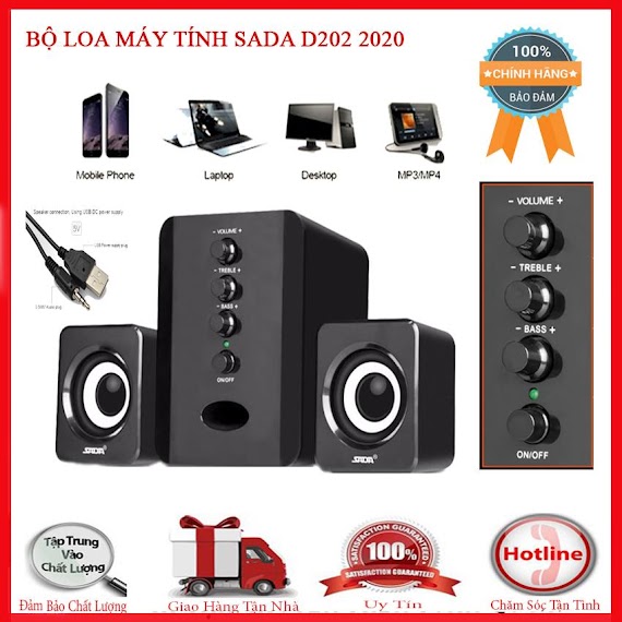 Bộ Loa Máy Tính Mini Sada D202, Loa Vi Tính Hiện Đại, Bass Chuẩn, Âm Thanh Tuyệt Đỉnh, Bảo Hành Chính Hãng