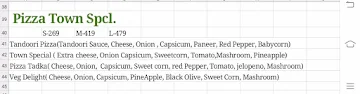 Delicious Pizza Town menu 