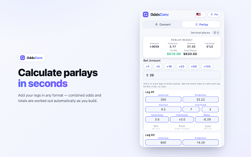 Odds Converter and Bets Calculator screenshot 2