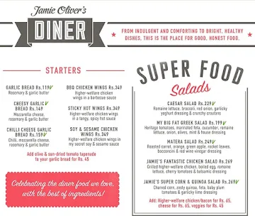 Jamie Oliver's Diner menu 