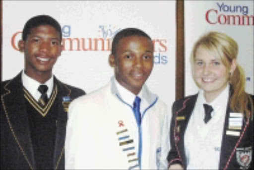 YOUNG ORATORS: Khotso Pooe, Ndumiso Hadebe and Jorique Calitz. 23/04/09. © Sowetan.