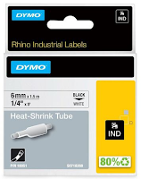 Tape DYMO Rhino kabelmerk. sort/hvit 6mm (Org.nr.18051)