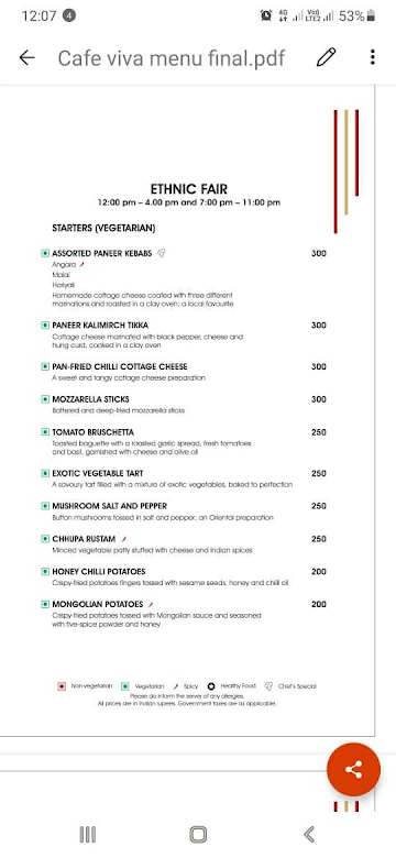 Leisure Inn Grand Chanakya menu 