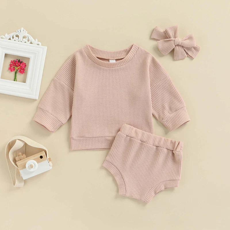 Baby T-shirt shorts set lente zomer effen kleur, ademend en comfortabel, ideaal voor warm weer en lekker spelen.