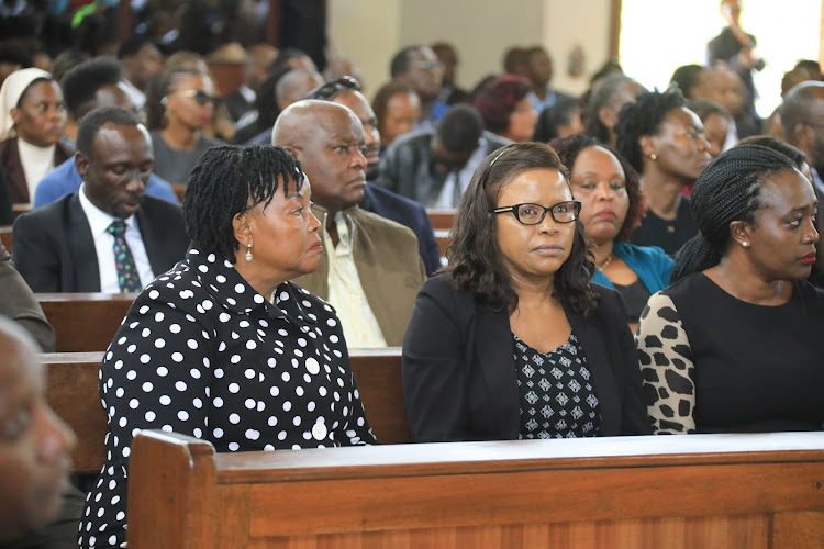 Kibwezi East MP Jessica Mbalu's family during her son's requiem mass at St. John the Evangelist Catholic Church, Karen on January 18, 2023.