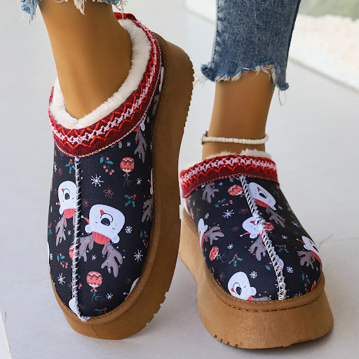 Title 6, Dames Cartoon Kerstprint Enkel Laarzen Casual S...