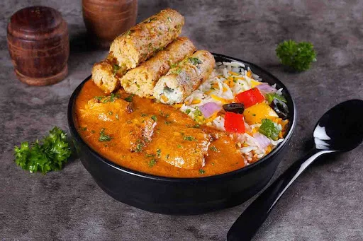 Butter Chicken Rice Bowl With Seekh Kebab