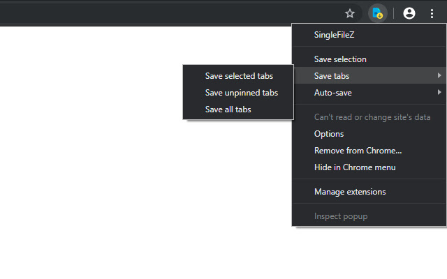 SingleFileZ chrome extension