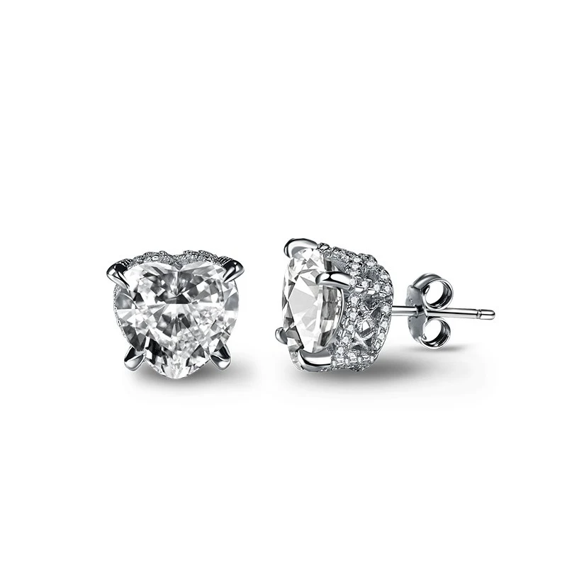 S925 Sterling Zilver Zirkonia Enkele Strass Oorstekers Dames Oorbellen, elegante en sprankelende sieraden voor vrouwen.