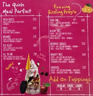 Froyo - Frozen Yogurt & Treats menu 