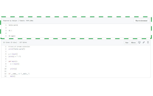 Online GitHub Python Interpreter chrome extension