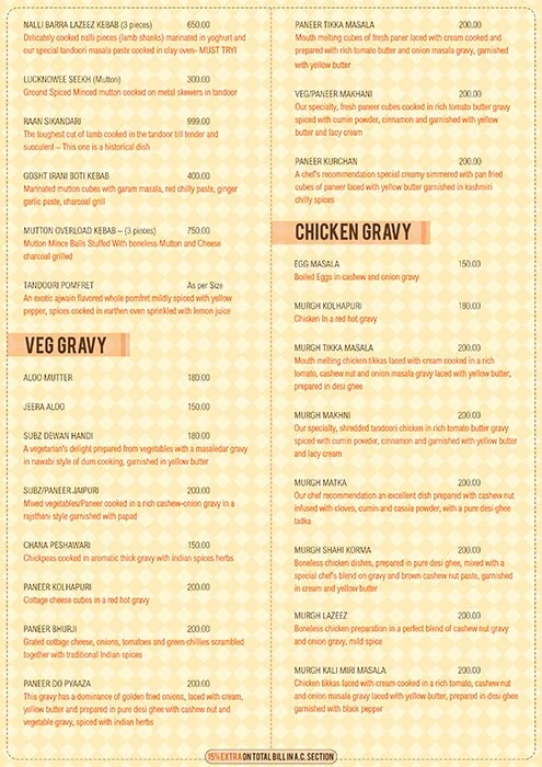 Roshan Bakery & Restaurant menu 