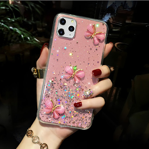 Title 3, 3D Bling Glitter Pearl Butterfly Soft Silicone ...