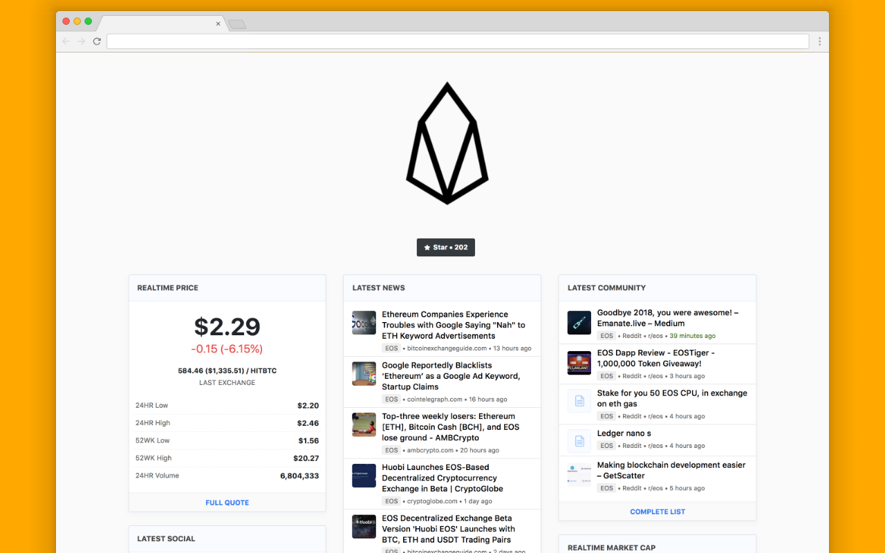 EOS Tab - Streaming price & market info. Preview image 2