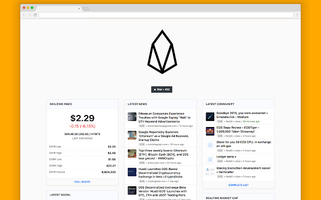 EOS Tab - Streaming price & market info.