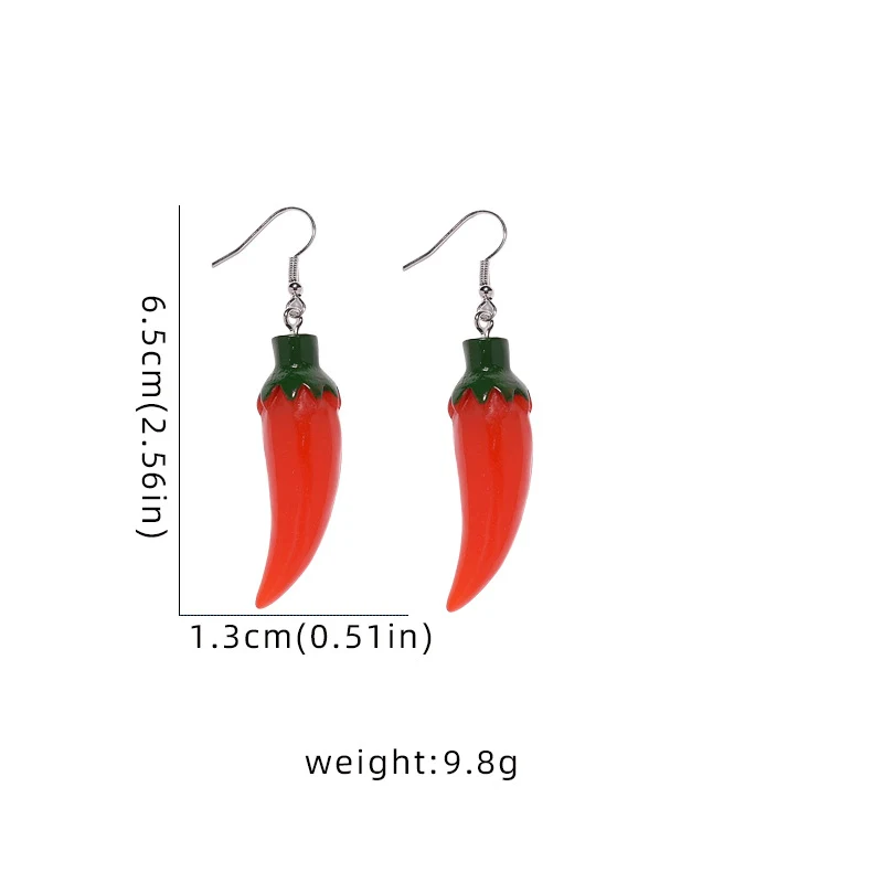 Boucles d'oreilles piment en résine 3D, eardrops uniques. Bijoux d'oreilles qui ajoutent une touche vibrante et moderne à votre style. Pour toutes occasions.