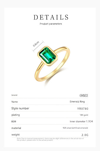 Title 4, Womens 925 Pure Silver Emerald Ring, Elegant J...