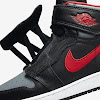 air jordan 1 hi gs fly ease black / smoke gray / white / jim red