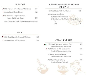 Mainland China menu 