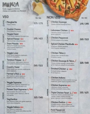 Pizza Hut menu 