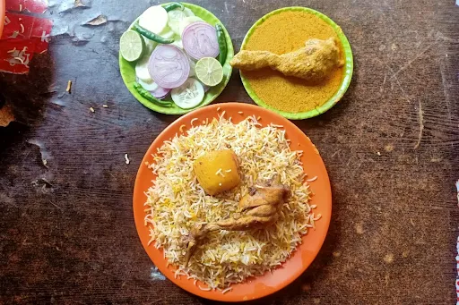 Chicken Biryani With Chicken Chaap And Salad