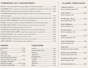 Woodside Inn menu 